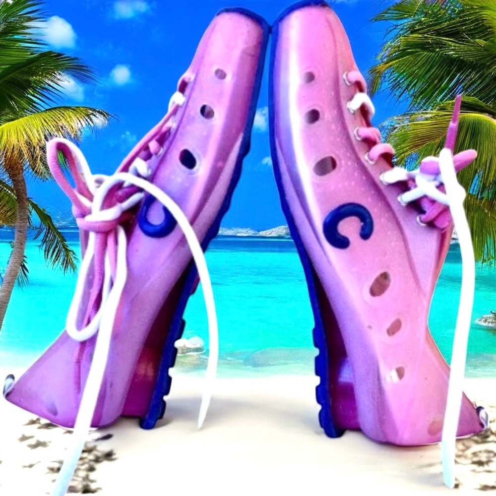 CLICK Pink Rubber Water Shoe Oxford Double Laces